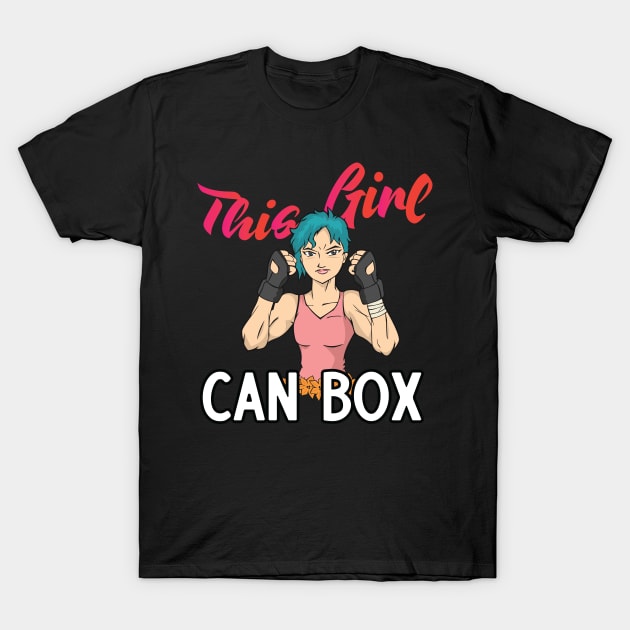 This Girl can Box Quote Vintage Boxer Boxing Gloves Design T-Shirt by Riffize